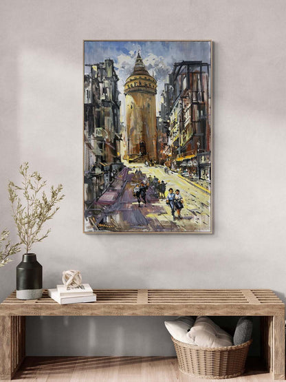 Sessiz Galata Sokakları Yağlı Boya Tablosu