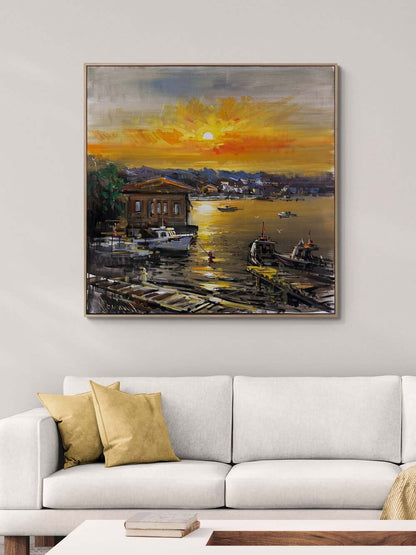 Çengelköyde Günbatımı Yağlı Boya Tablosu