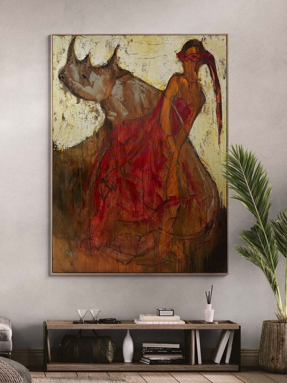 Kırmızı Gücün Dansı Yağlı Boya Tablosu