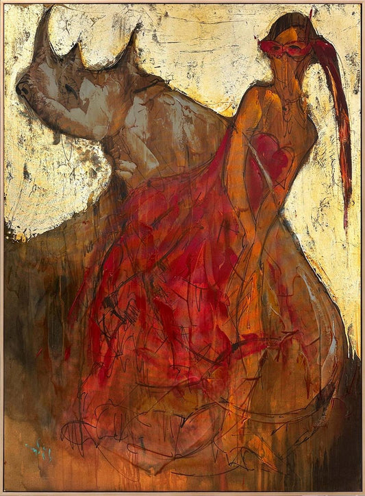 Kırmızı Gücün Dansı Yağlı Boya Tablosu