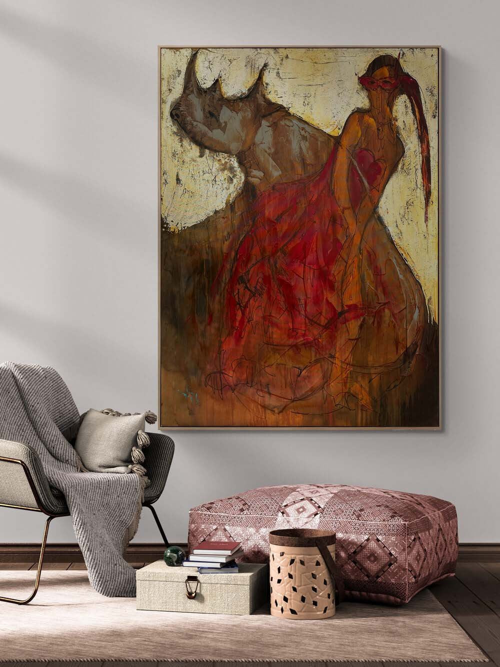 Kırmızı Gücün Dansı Yağlı Boya Tablosu