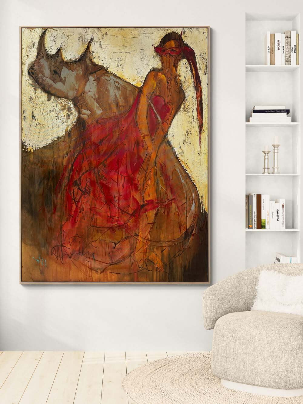 Kırmızı Gücün Dansı Yağlı Boya Tablosu