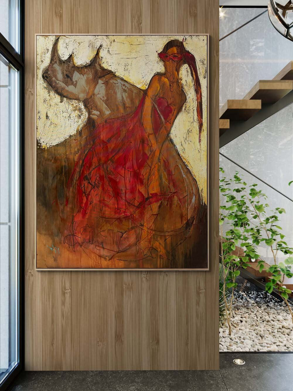 Kırmızı Gücün Dansı Yağlı Boya Tablosu