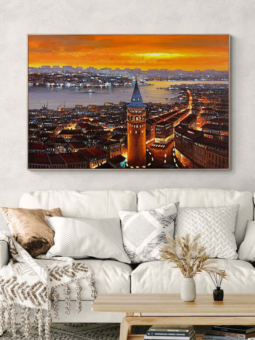 Galata’da Akşam Saatleri Yağlı Boya Tablosu