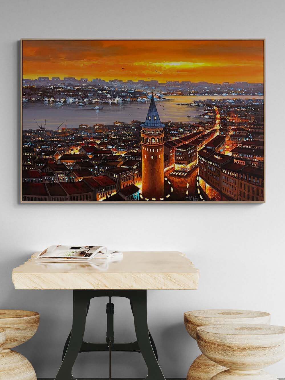 Galata’da Akşam Saatleri Yağlı Boya Tablosu