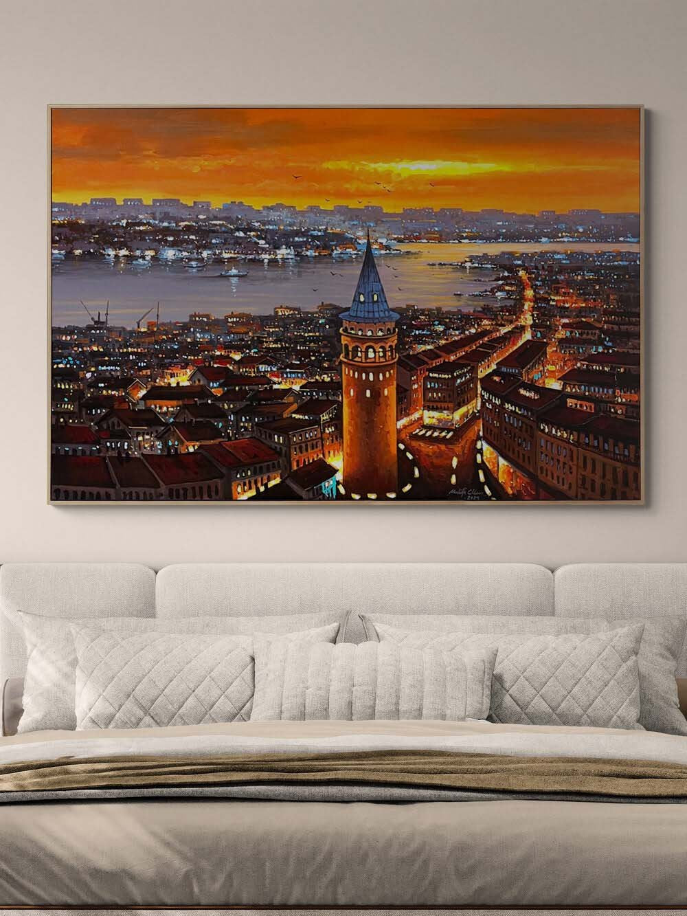 Galata’da Akşam Saatleri Yağlı Boya Tablosu