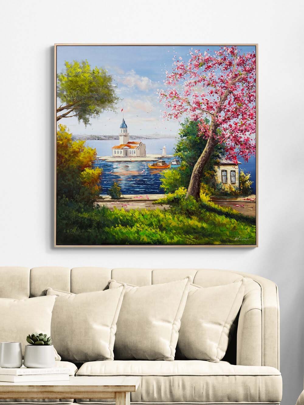 Kız Kulesi’nde Bekleyiş Yağlı Boya Tablosu