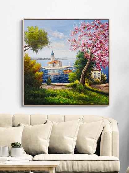 Kız Kulesi’nde Bekleyiş Yağlı Boya Tablosu