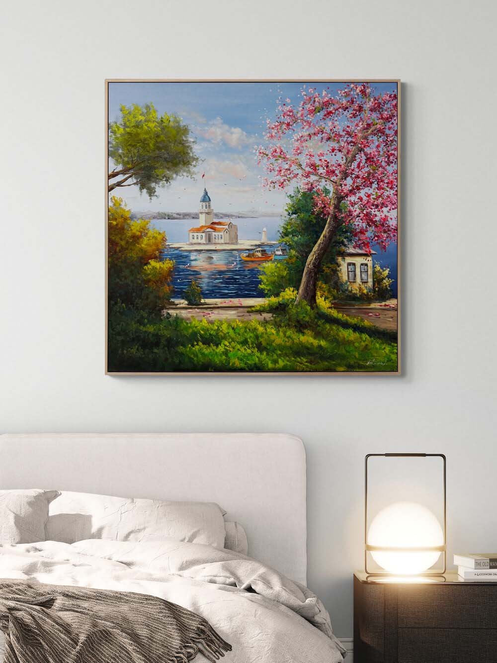 Kız Kulesi’nde Bekleyiş Yağlı Boya Tablosu