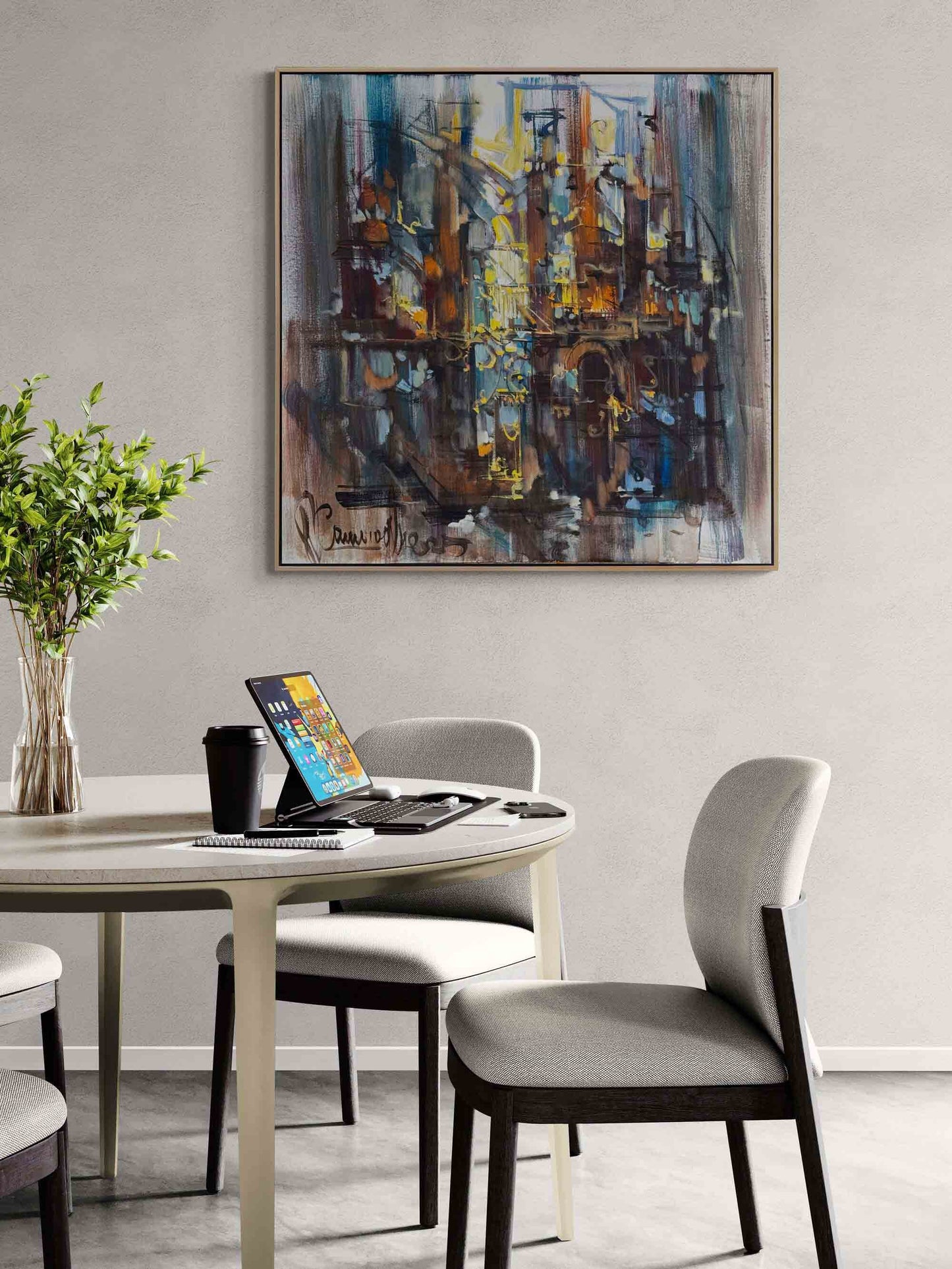 Işık Şehrinin İzleri Yağlı Boya Tablosu