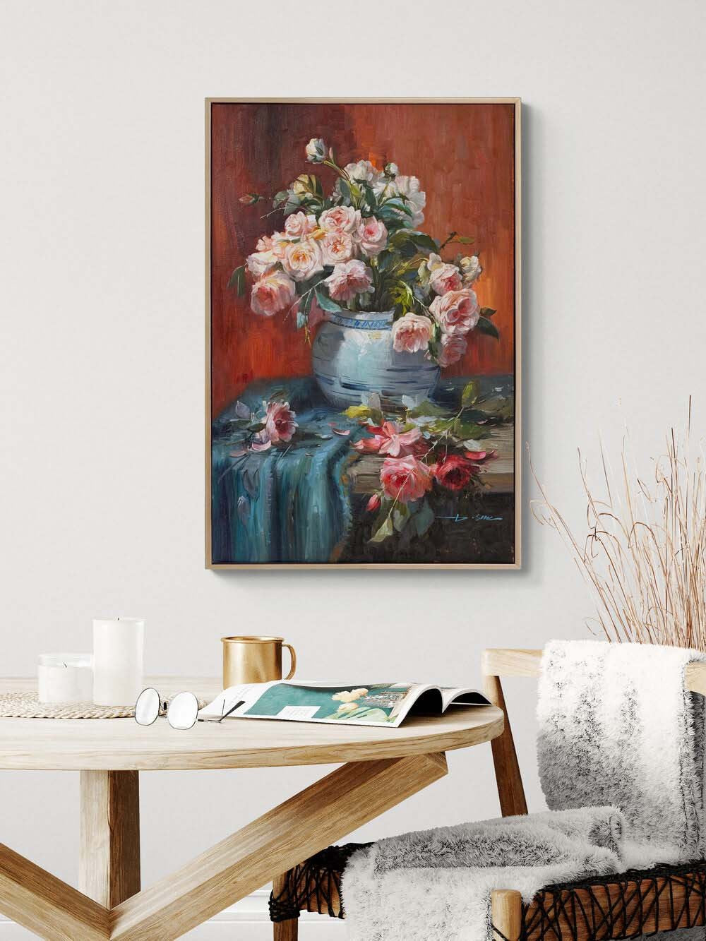 Solan Gülün Hikayesi Yağlı Boya Tablosu