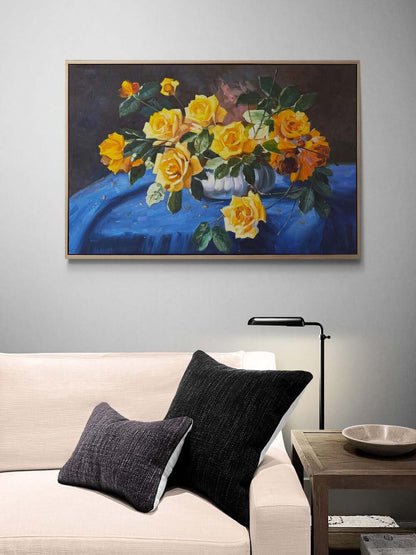 Sarı Güllerin Kokusu Yağlı Boya Tablosu