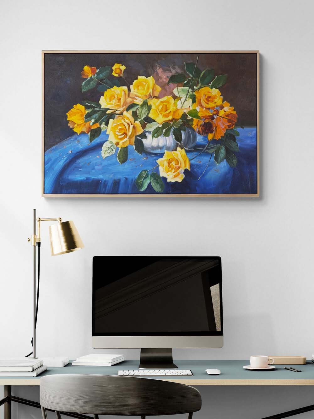 Sarı Güllerin Kokusu Yağlı Boya Tablosu