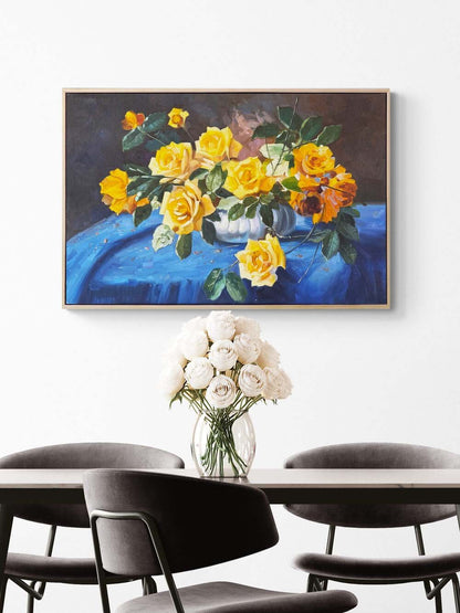 Sarı Güllerin Kokusu Yağlı Boya Tablosu