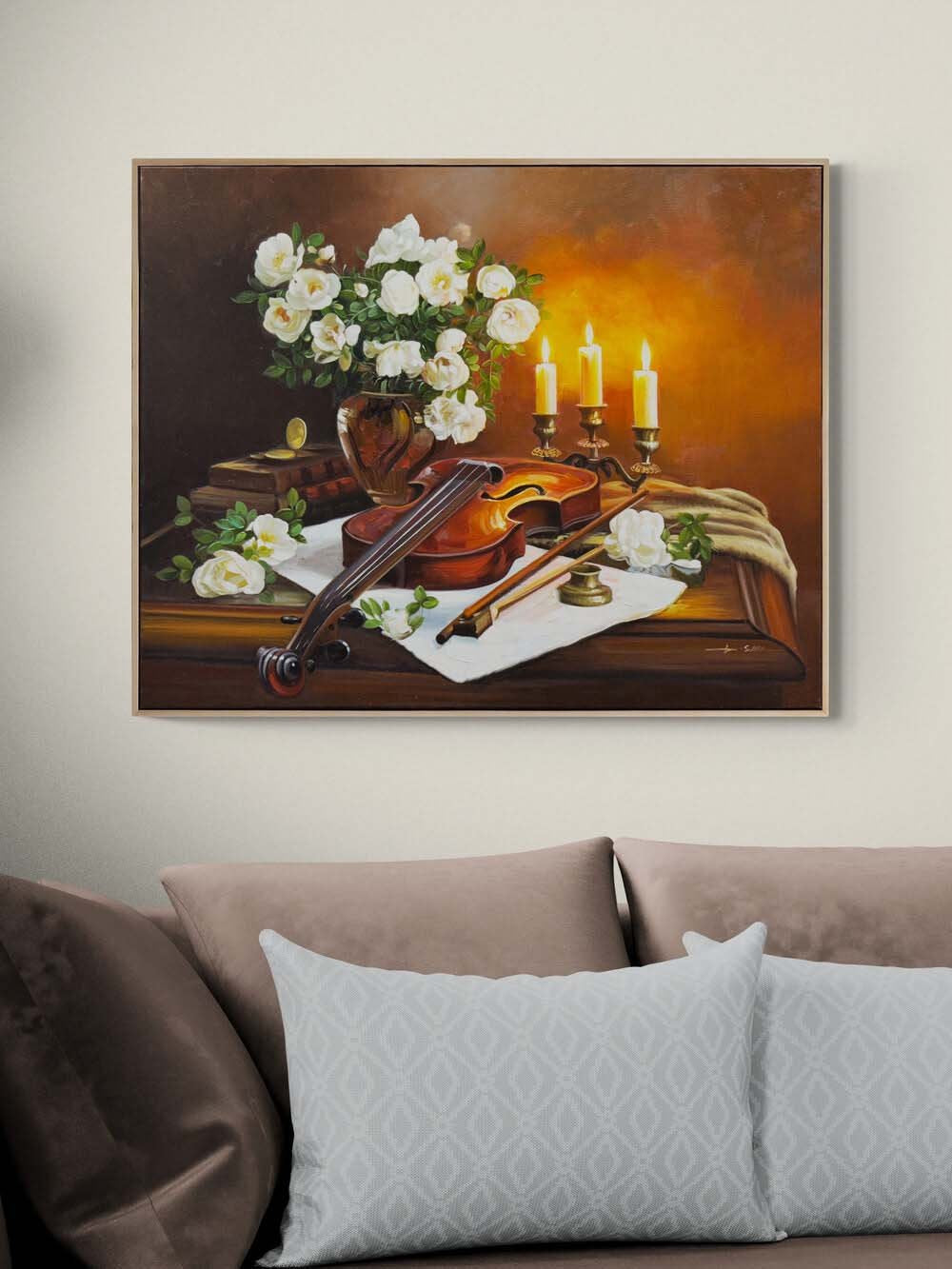 Mum Işığında Güller Yağlı Boya Tablosu