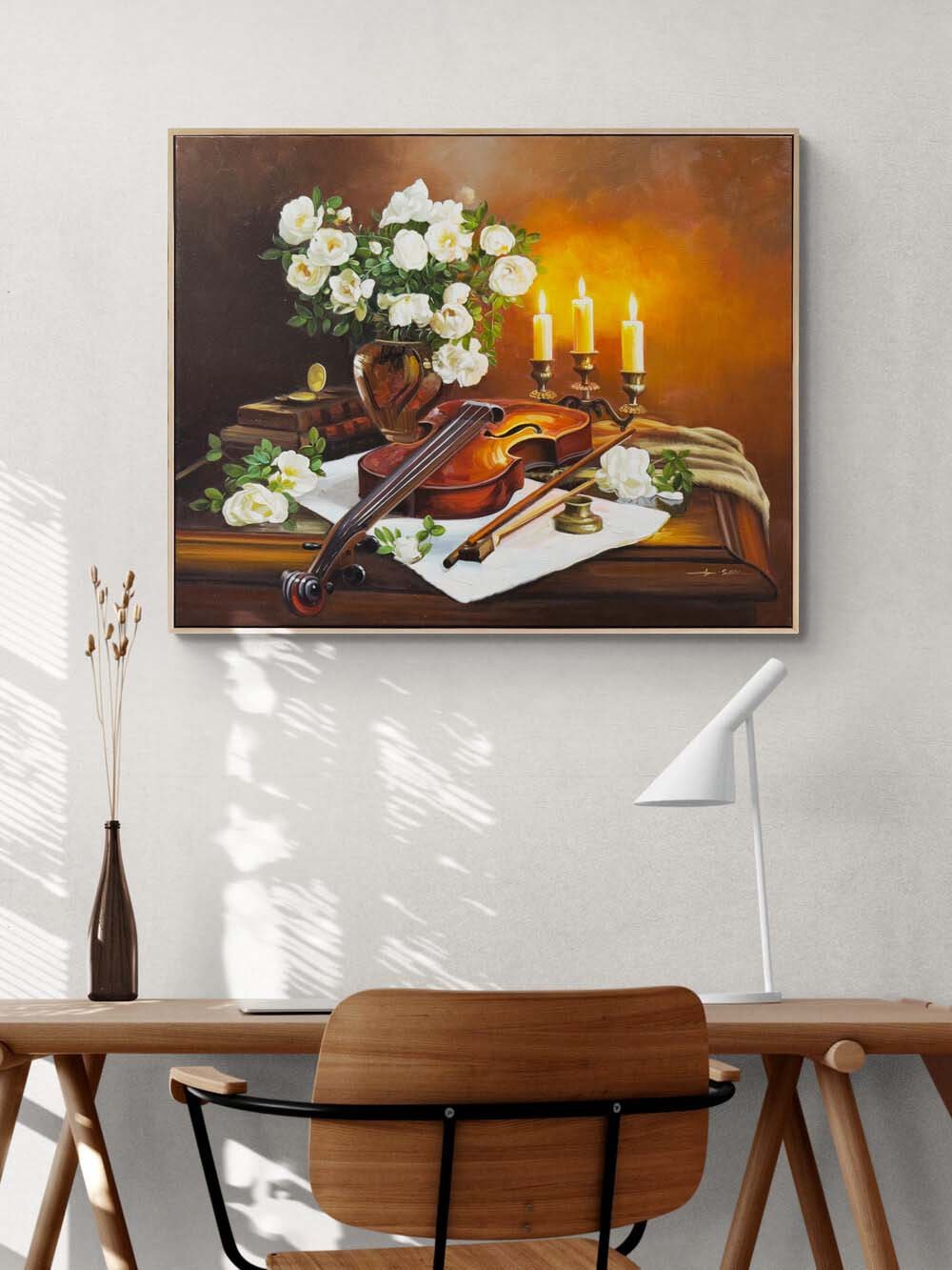 Mum Işığında Güller Yağlı Boya Tablosu