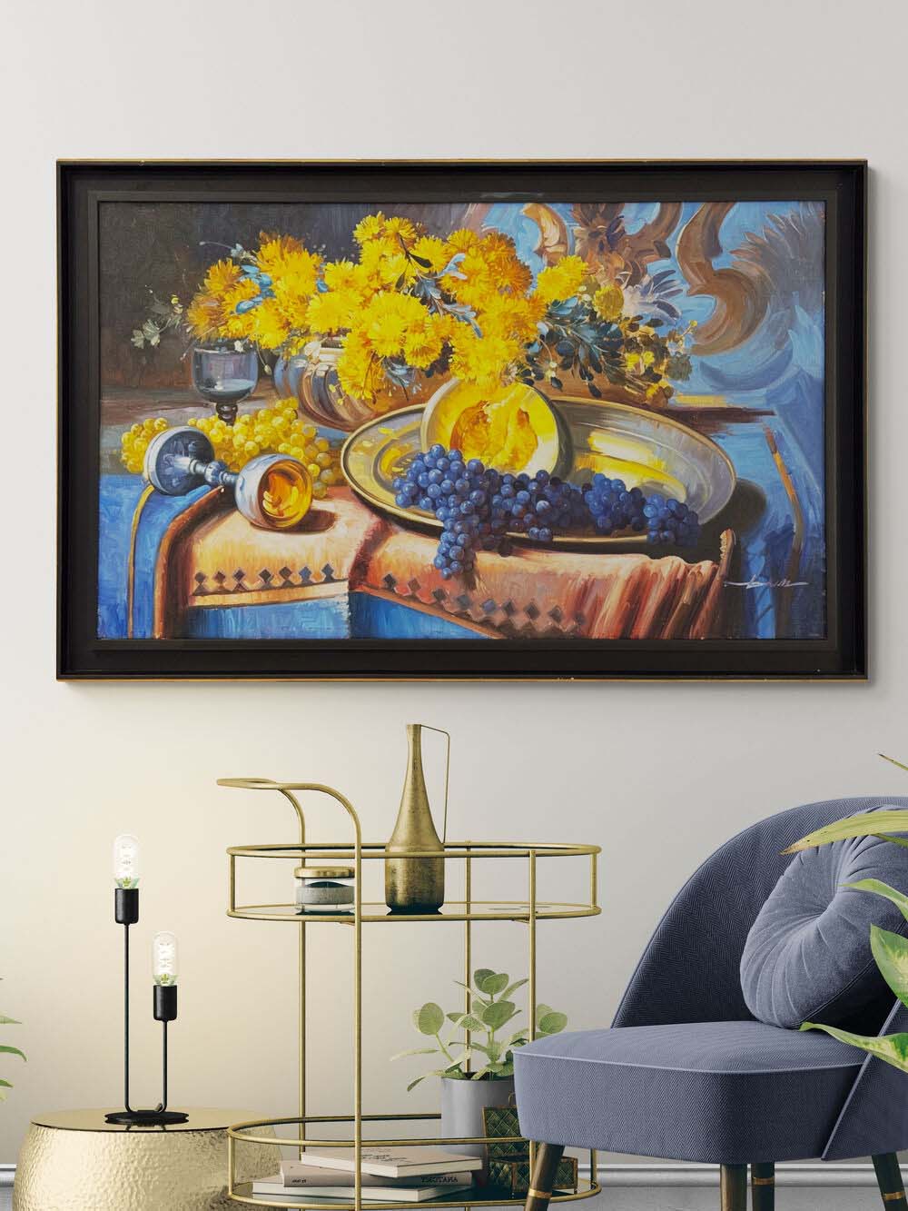 Gümüş Tabaklı Natürmort Yağlı Boya Tablosu