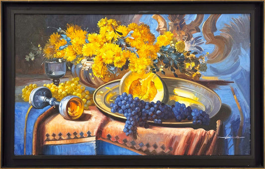 Gümüş Tabaklı Natürmort Yağlı Boya Tablosu