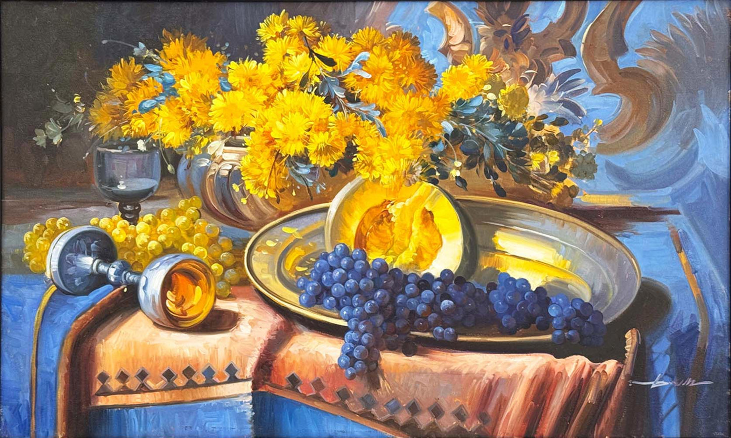 Gümüş Tabaklı Natürmort Yağlı Boya Tablosu