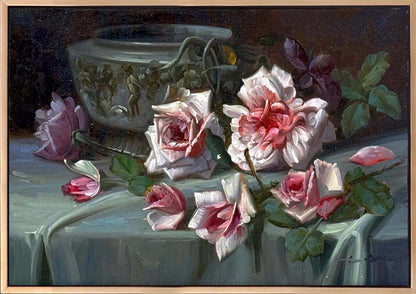 Düşen Güllerin Hikâyesi Yağlı Boya Tablosu