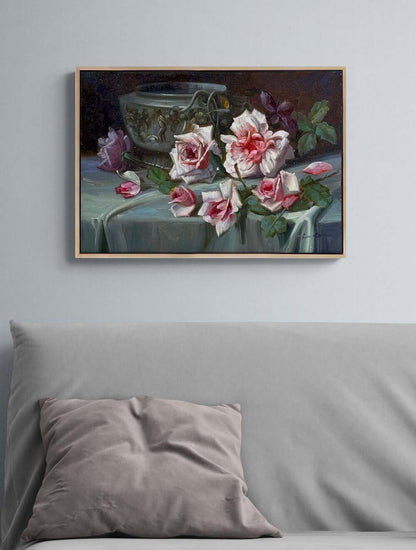 Düşen Güllerin Hikâyesi Yağlı Boya Tablosu