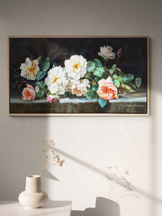 Aşkın İzleri Güller Yağlı Boya Tablosu