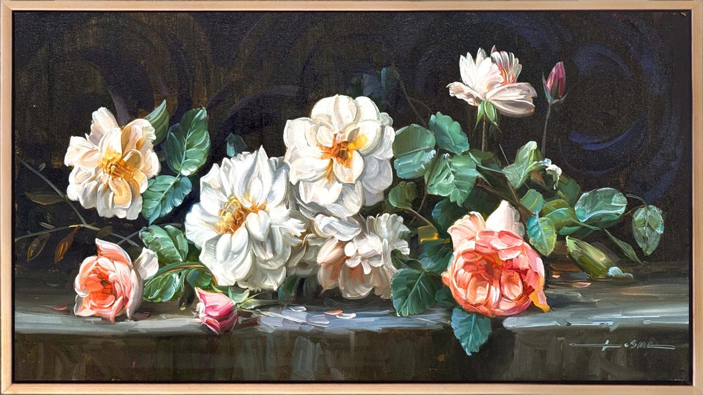 Aşkın İzleri Güller Yağlı Boya Tablosu