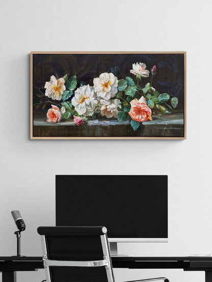 Aşkın İzleri Güller Yağlı Boya Tablosu