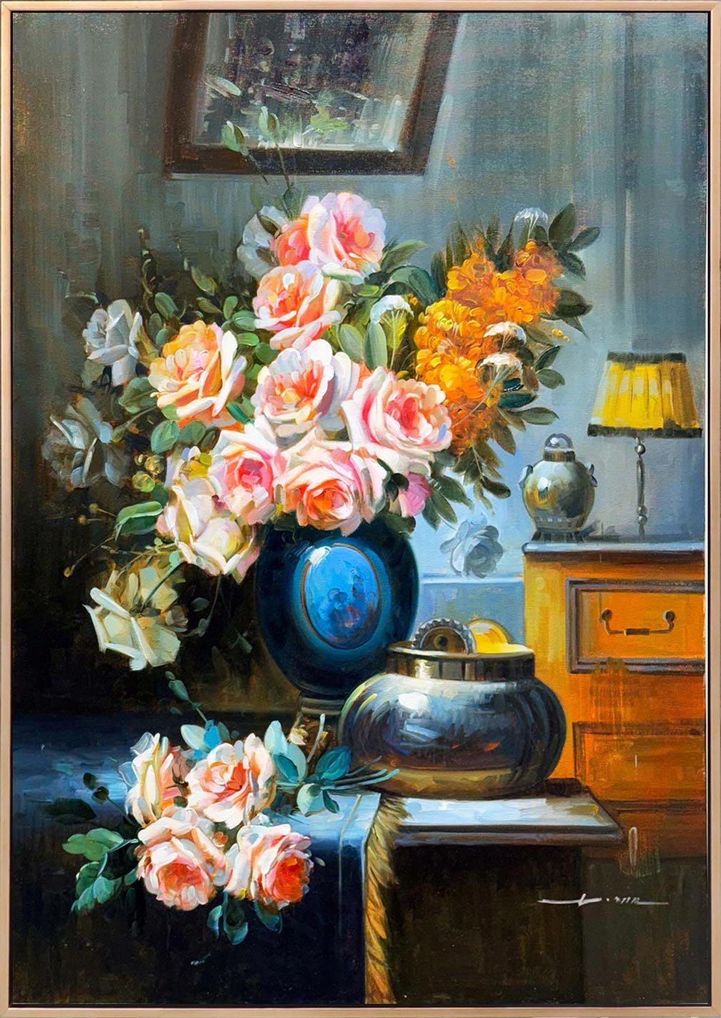 Unutulmuş Bir Buket Gül Yağlı Boya Tablosu