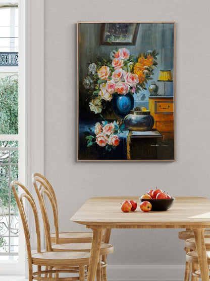 Unutulmuş Bir Buket Gül Yağlı Boya Tablosu