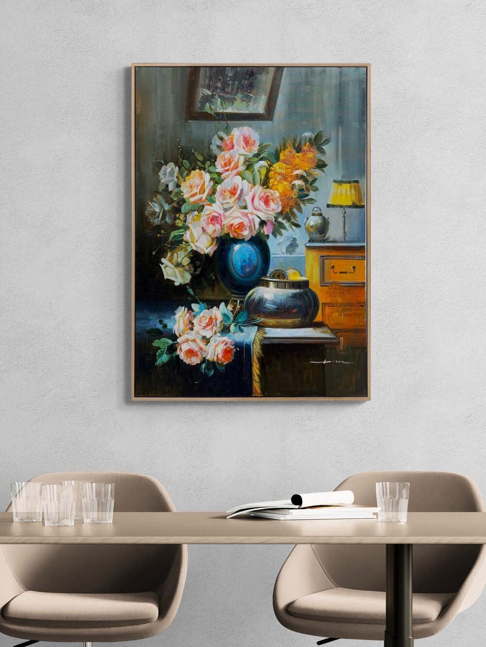 Unutulmuş Bir Buket Gül Yağlı Boya Tablosu