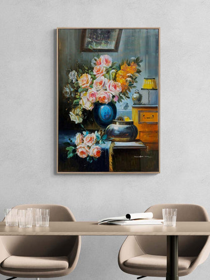 Unutulmuş Bir Buket Gül Yağlı Boya Tablosu