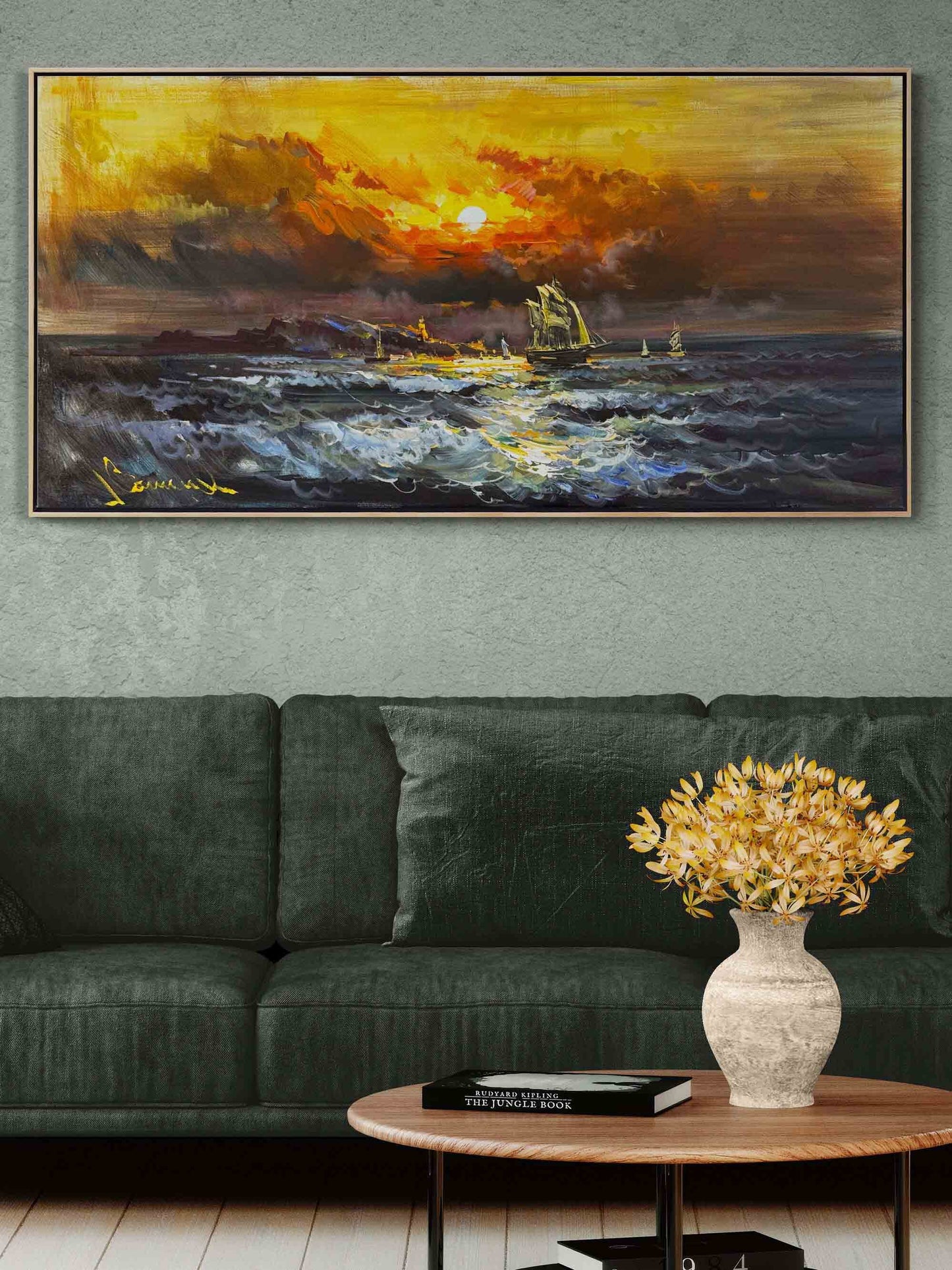 Kızıl Gökyüzünde Yolculuk Yağlı Boya Tablosu