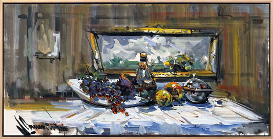 Pencere Önünde Natürmort Yağlı Boya Tablosu