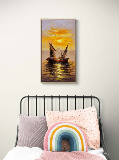 İstanbul Boğazının Balıkçıları Yağlı Boya Tablosu