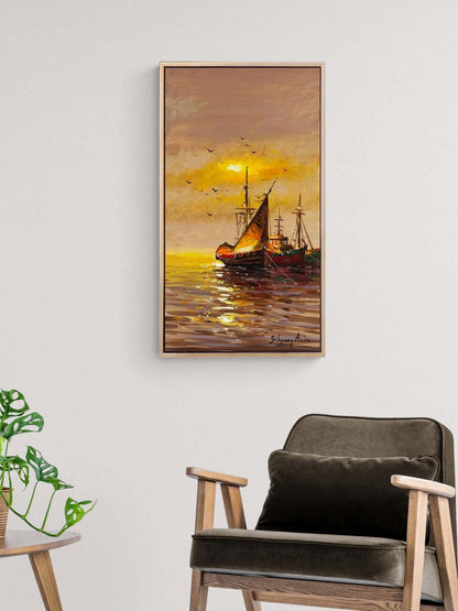 Eski İstanbul’un Tekneleri Yağlı Boya Tablosu