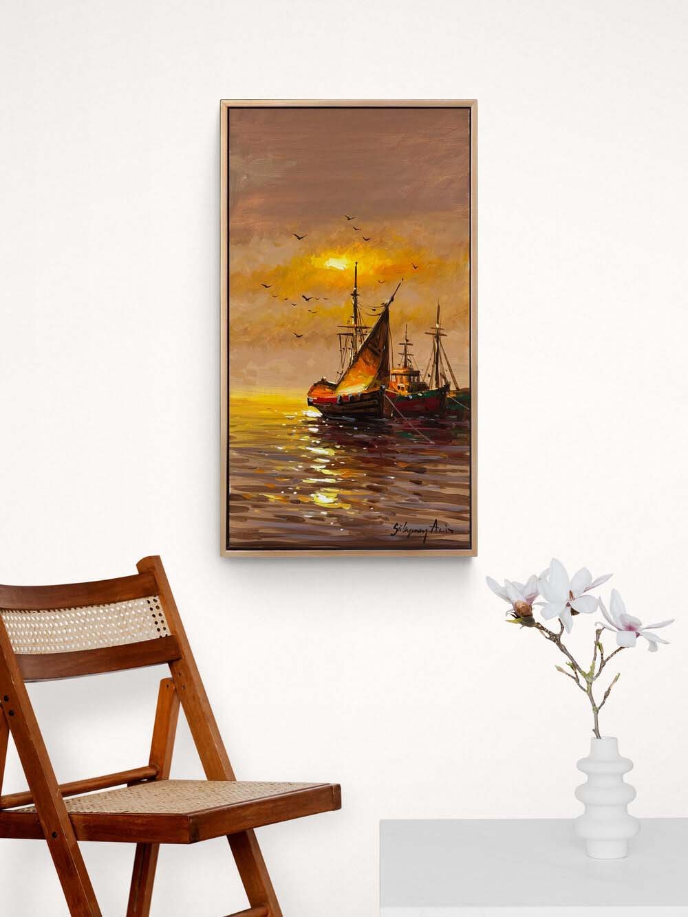 Eski İstanbul’un Tekneleri Yağlı Boya Tablosu