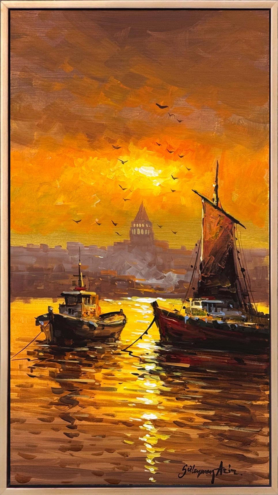 İstanbul Denizinde Sabah Yağlı Boya Tablosu