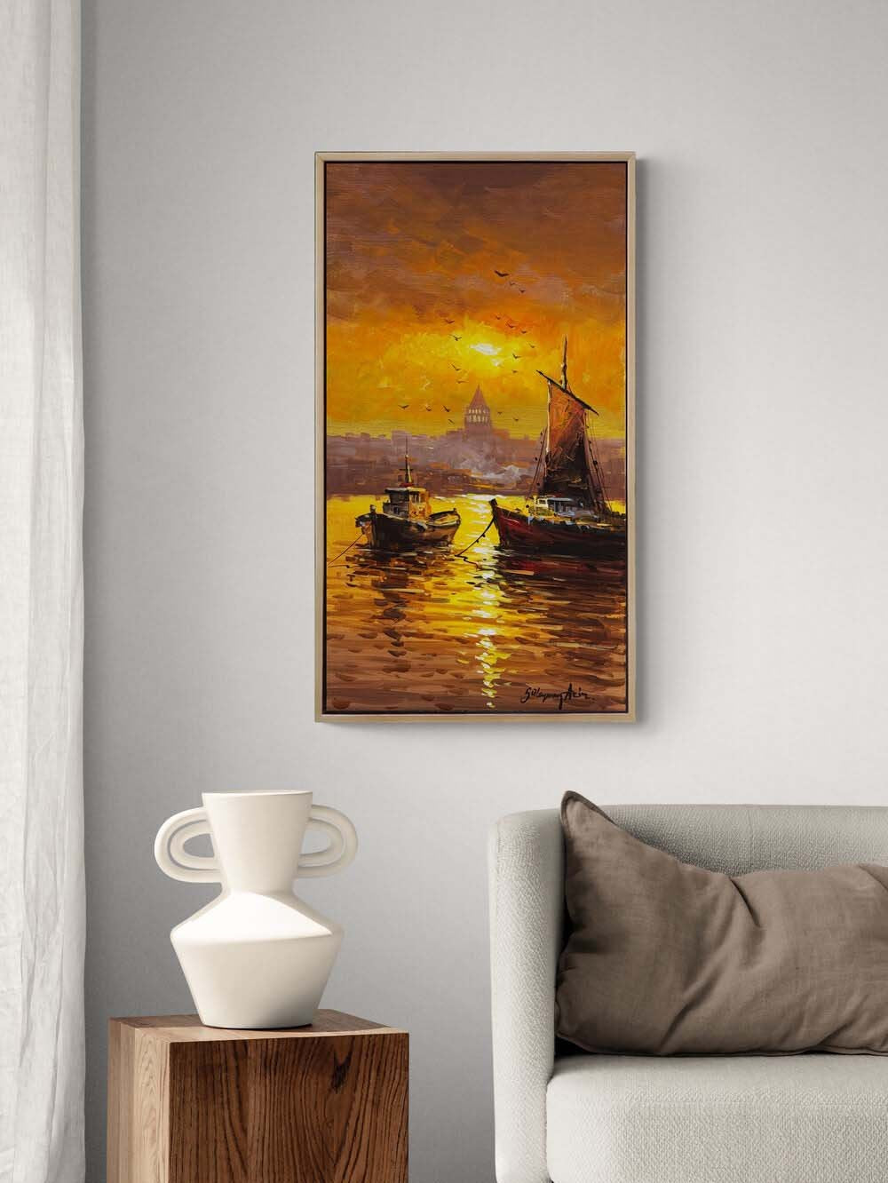 İstanbul Denizinde Sabah Yağlı Boya Tablosu