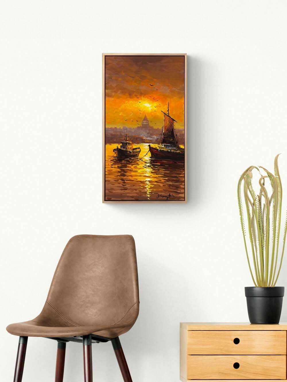 İstanbul Denizinde Sabah Yağlı Boya Tablosu