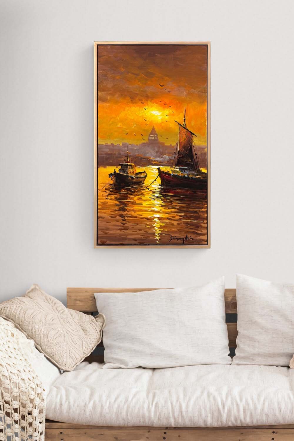 İstanbul Denizinde Sabah Yağlı Boya Tablosu