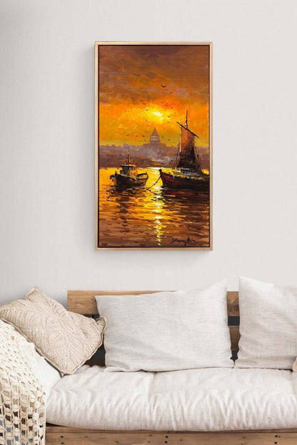 İstanbul Denizinde Sabah Yağlı Boya Tablosu