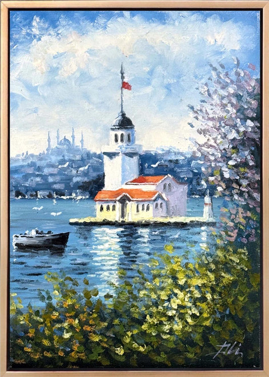 Kız Kulesinde Bir Gün Yağlı Boya Tablosu