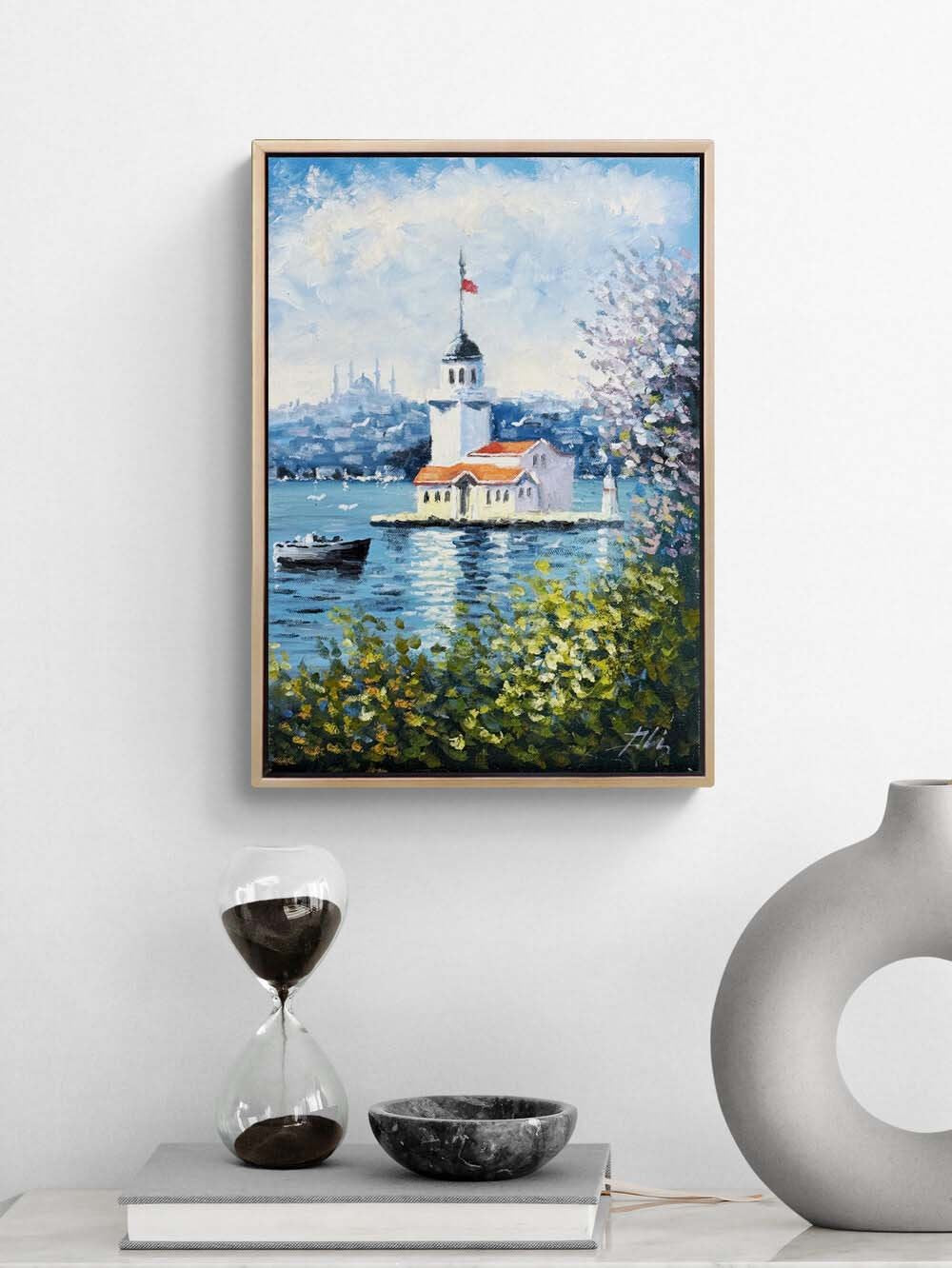 Kız Kulesinde Bir Gün Yağlı Boya Tablosu