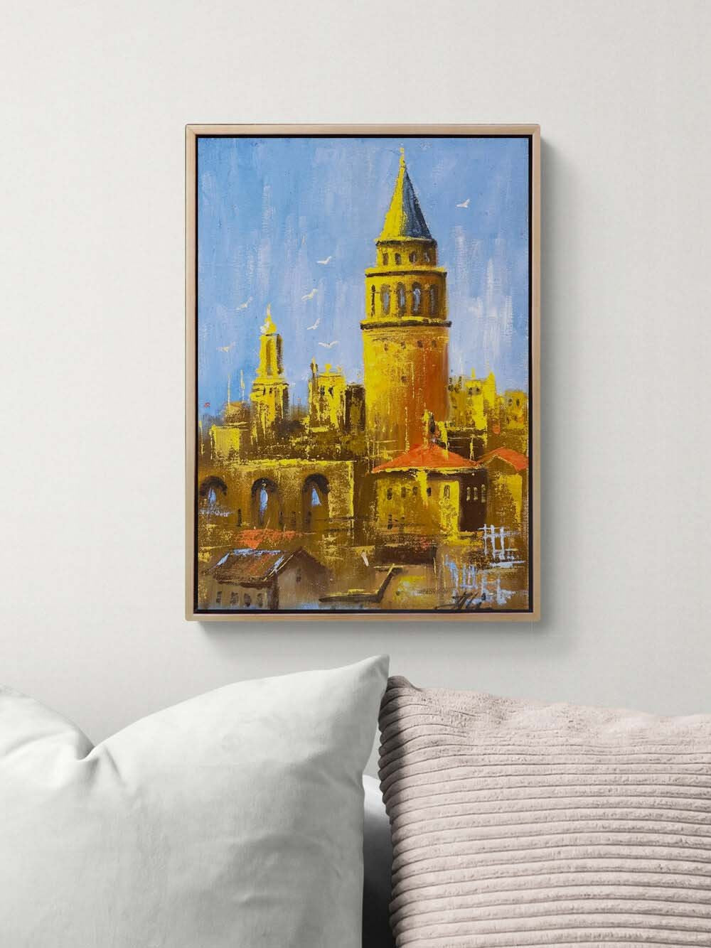 Galata Kulesi İzinde Yağlı Boya Tablosu