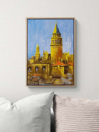 Galata Kulesi İzinde Yağlı Boya Tablosu