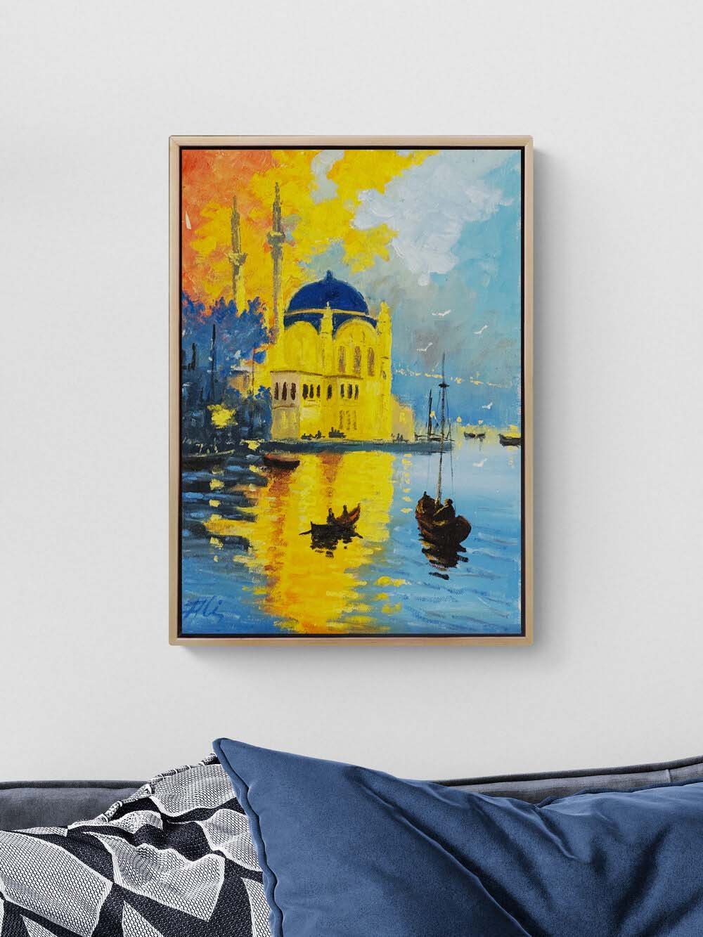 Mavi Suların Kıyısında Yağlı Boya Tablosu