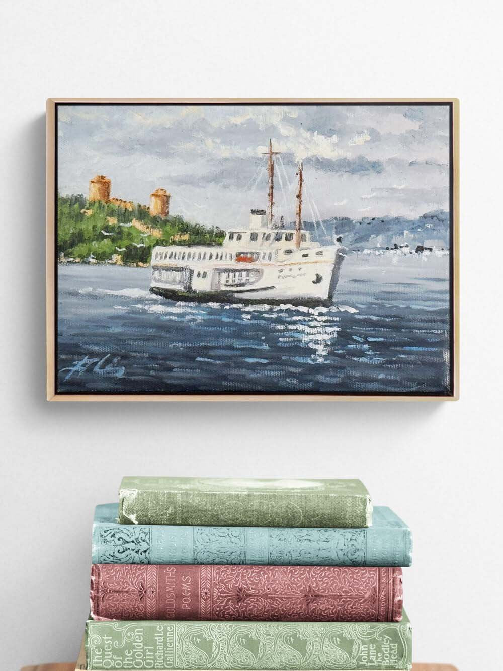 Eski İstanbul Vapurunda Yağlı Boya Tablosu