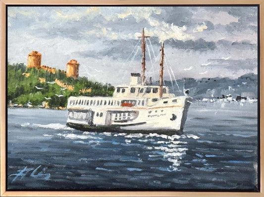 Eski İstanbul Vapurunda Yağlı Boya Tablosu