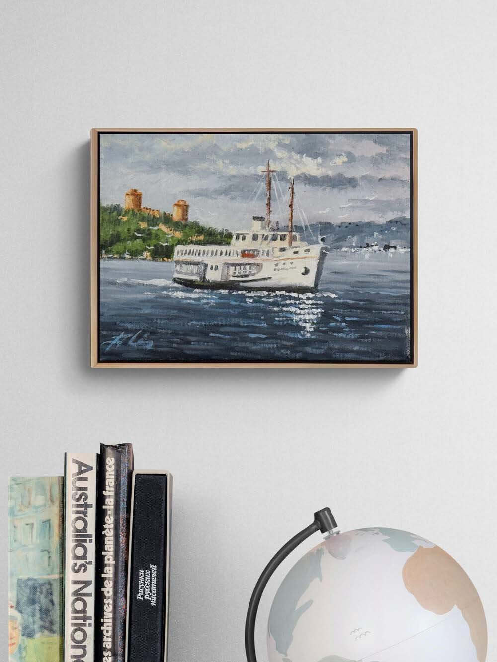 Eski İstanbul Vapurunda Yağlı Boya Tablosu